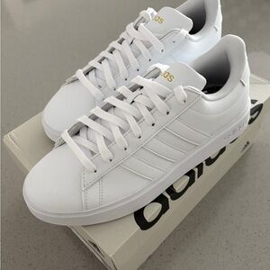 Adidas Women's White and Gold Sneakers